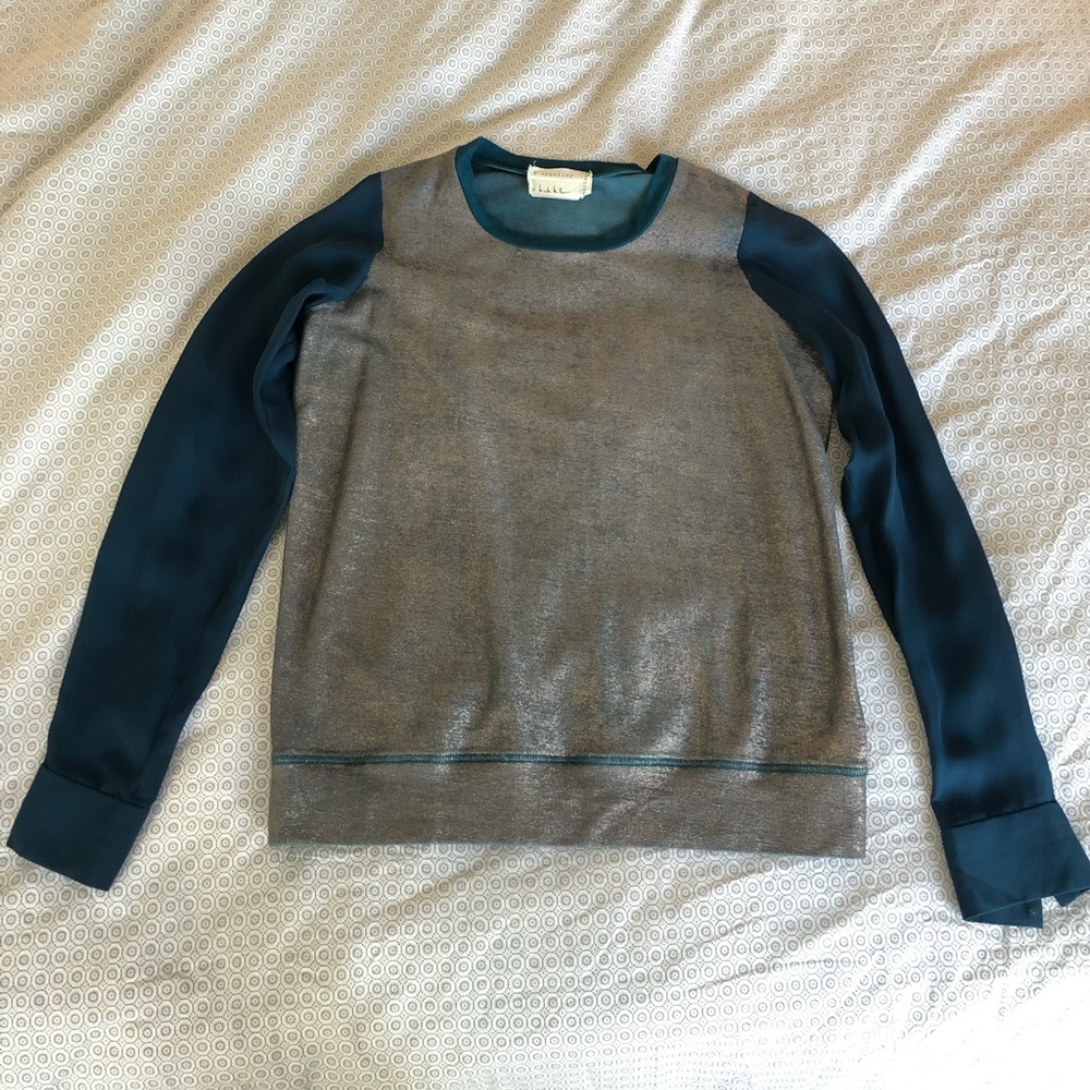 Nicole Miller Artelier metallic knit/silk pullover